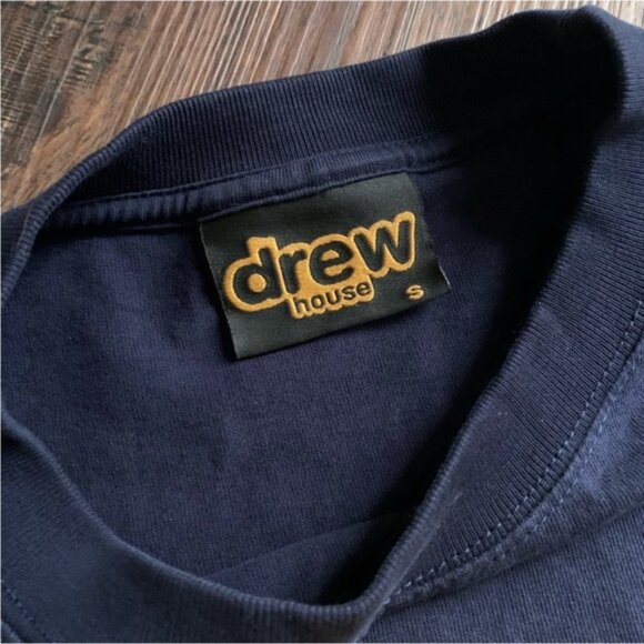 Drew House Navy Blue Happy Face Logo Justin Bieber Shirt - Picture 3 of 9